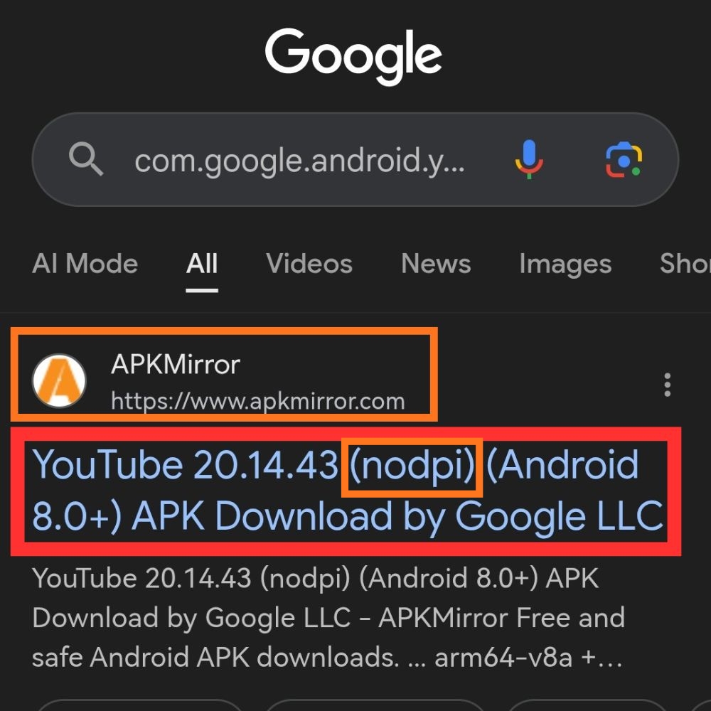 ReVanced Manager - Google search for YouTube APK