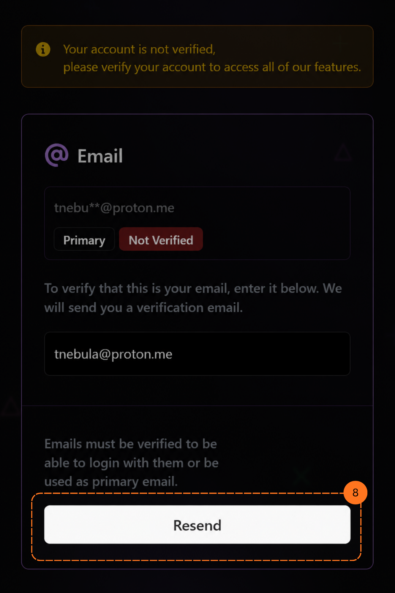 PSNTools email verification, click Resend