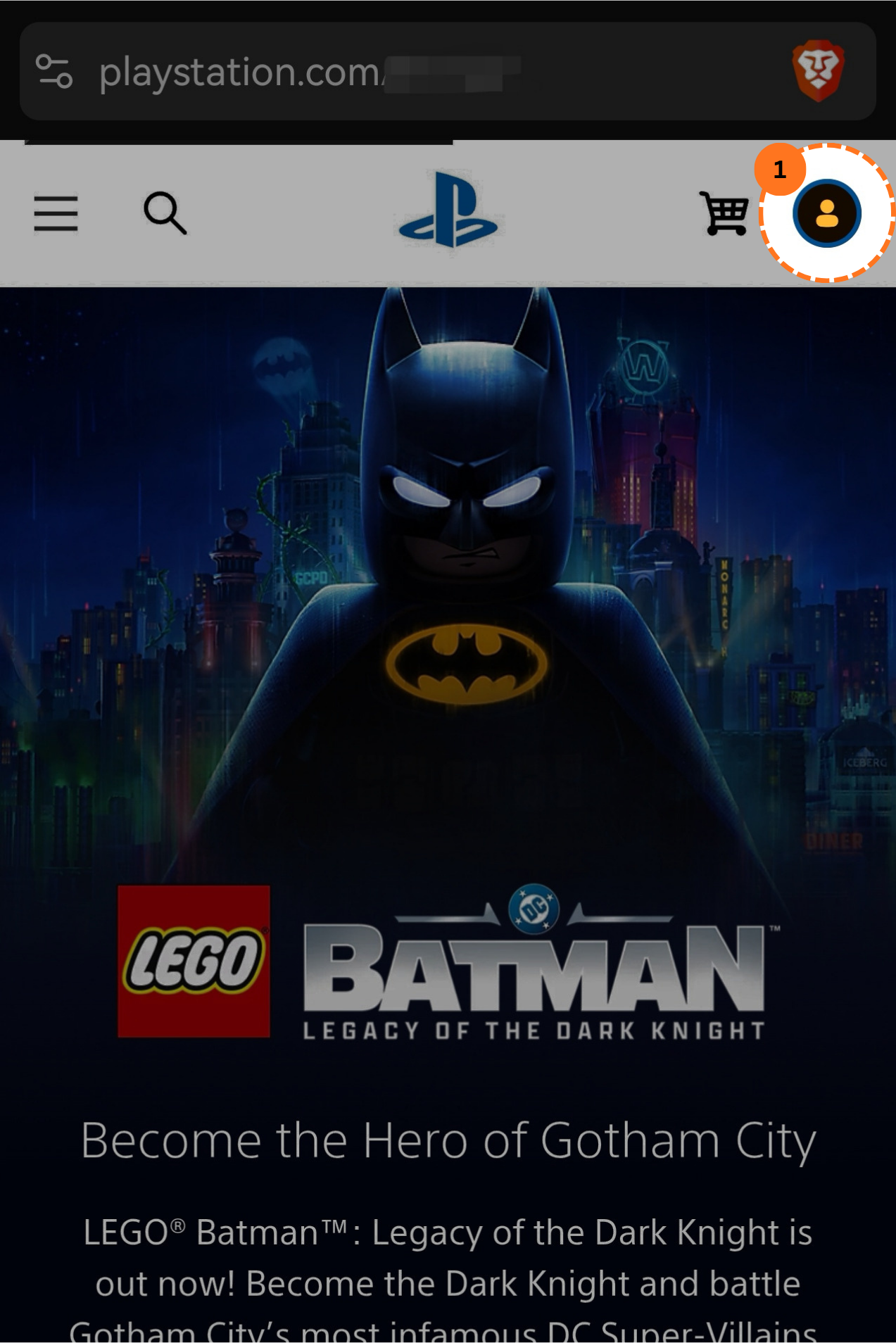 PlayStation.com profile icon in top right corner