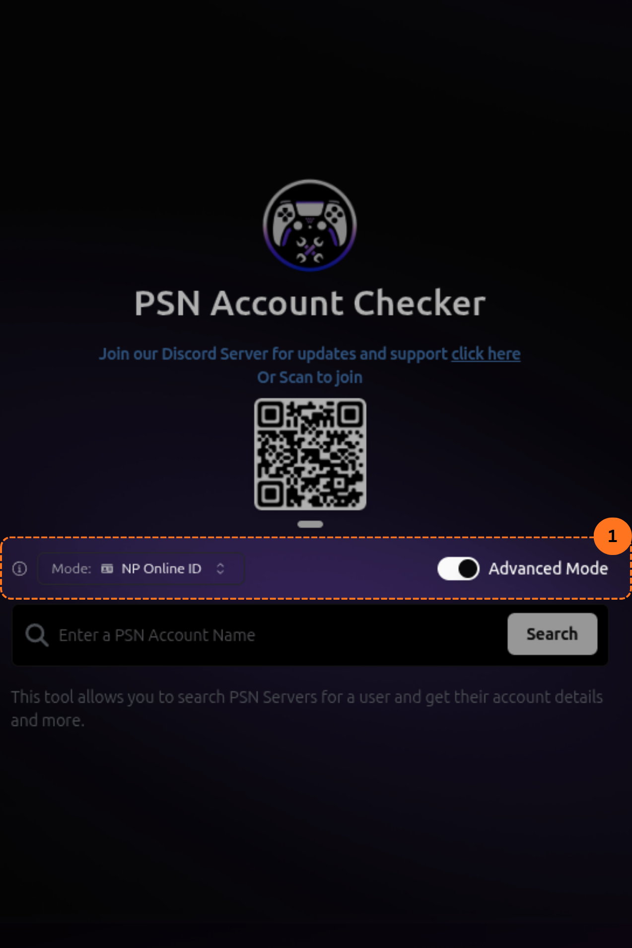 PSN Checker, enable advanced mode