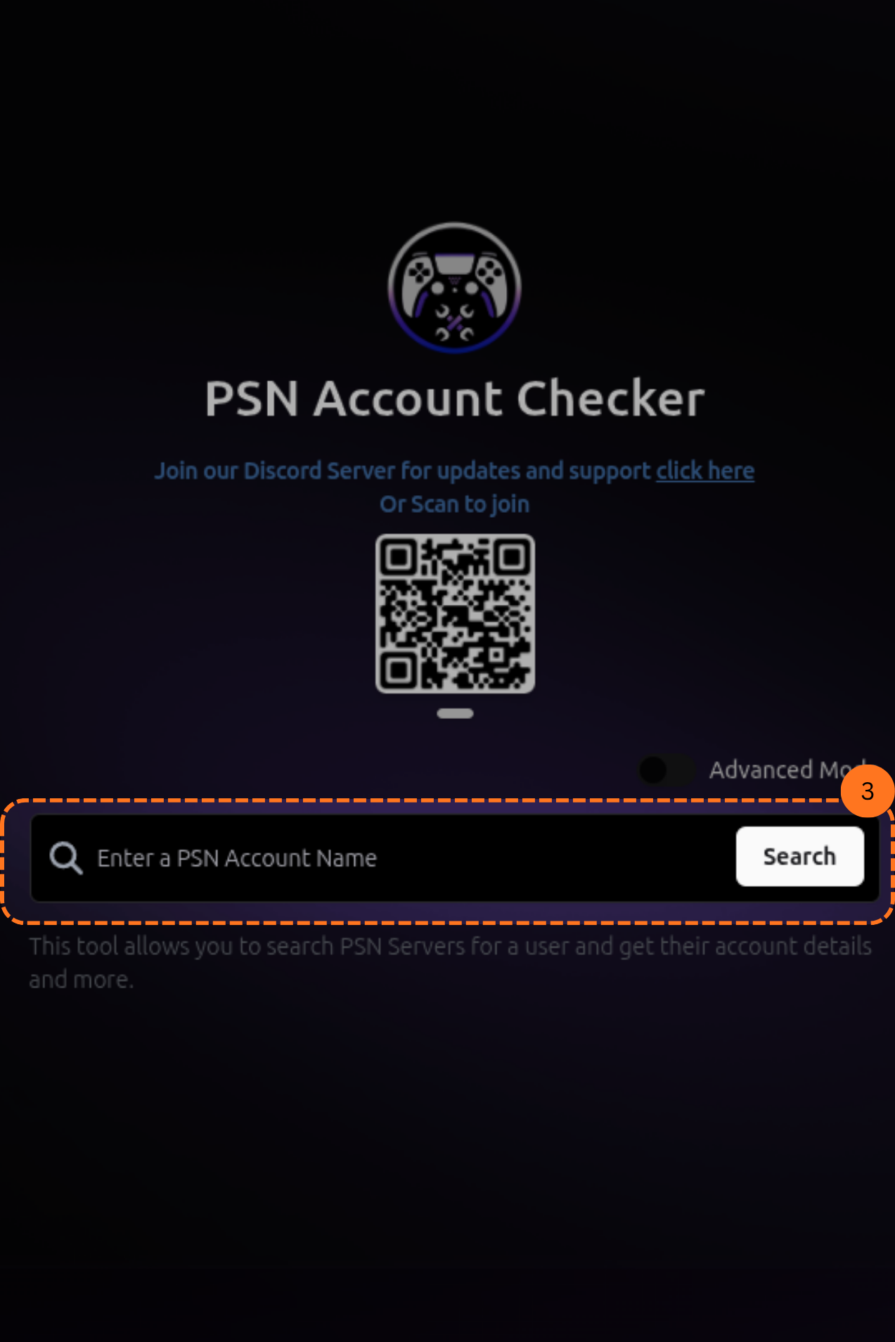PSN Checker, enter username or account ID