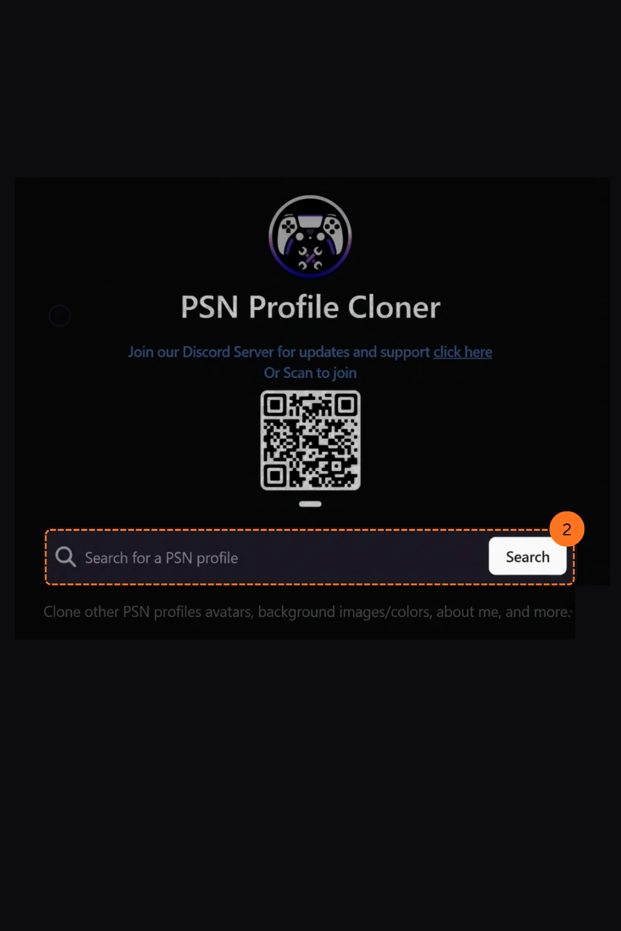 PSN Profile Cloner search bar