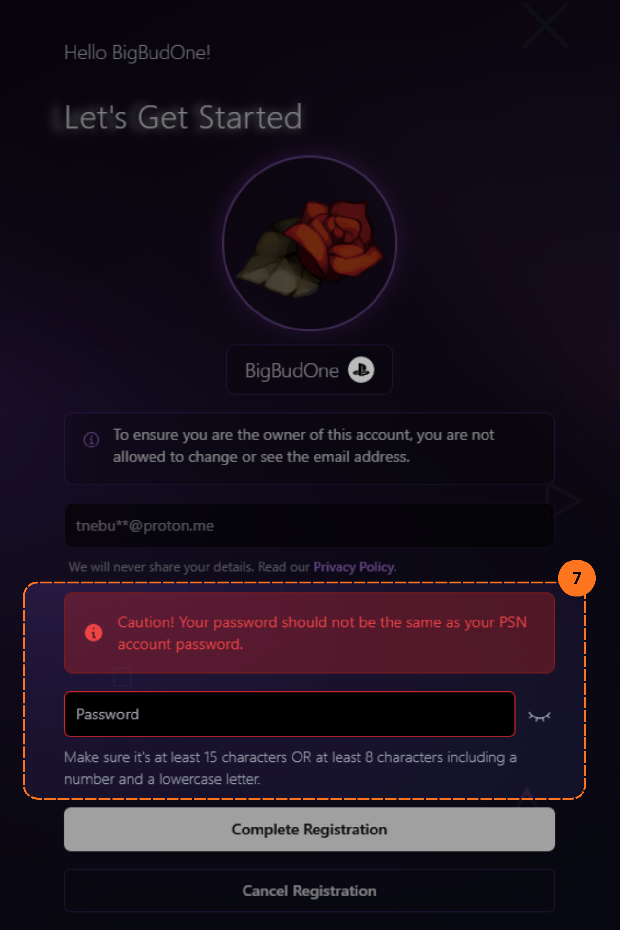 PSNTools, set a new password (not your PSN password)