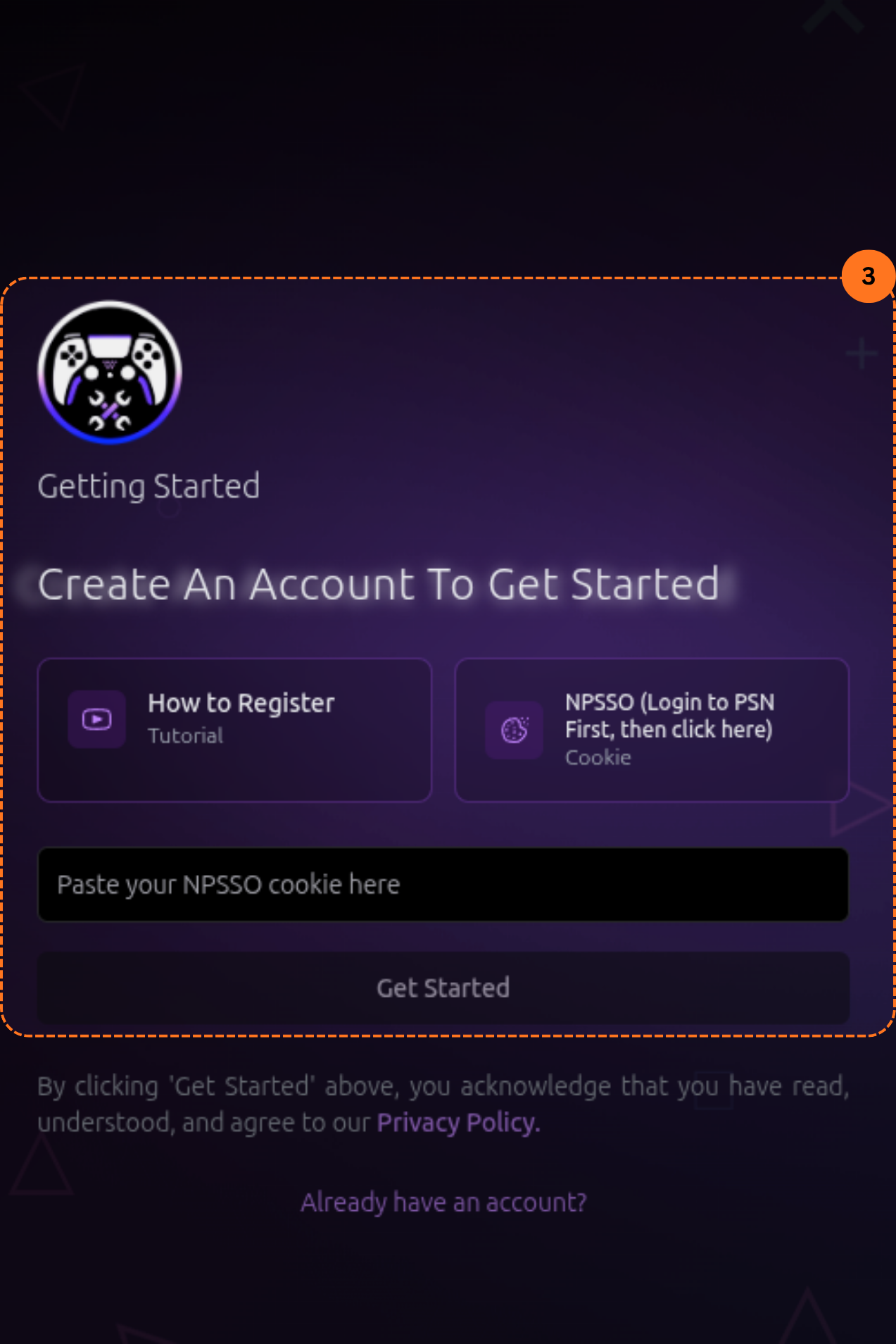 PSNTools sign-up page