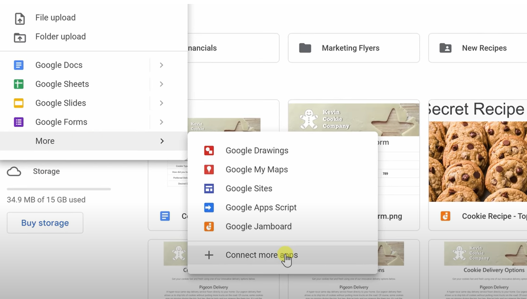 Google Drive New menu