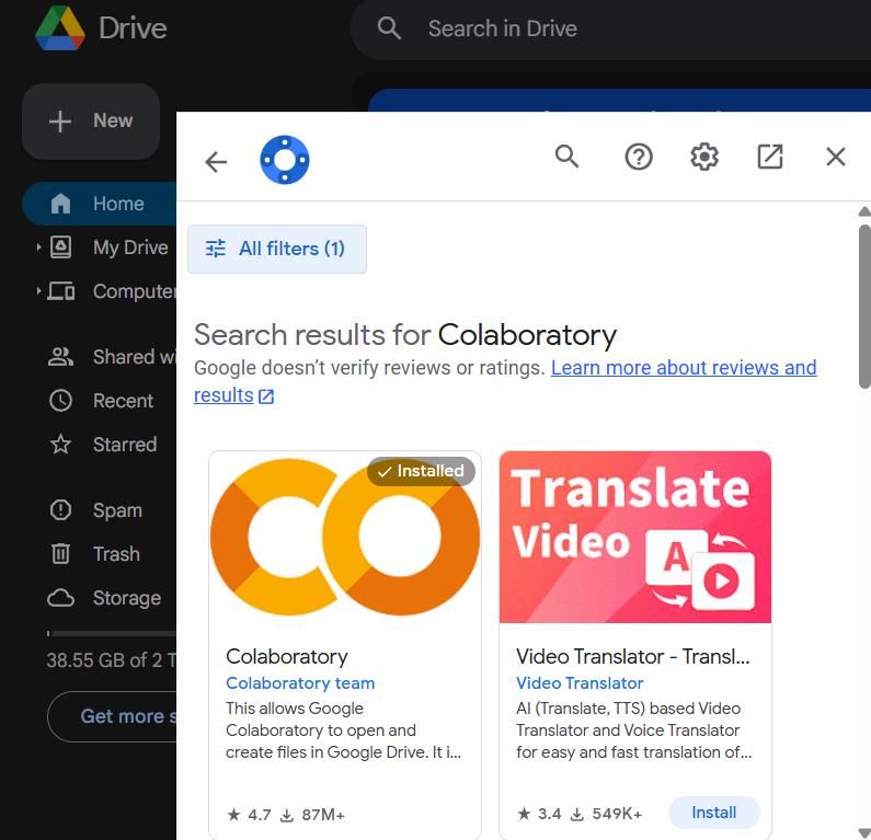 Search for Colaboratory